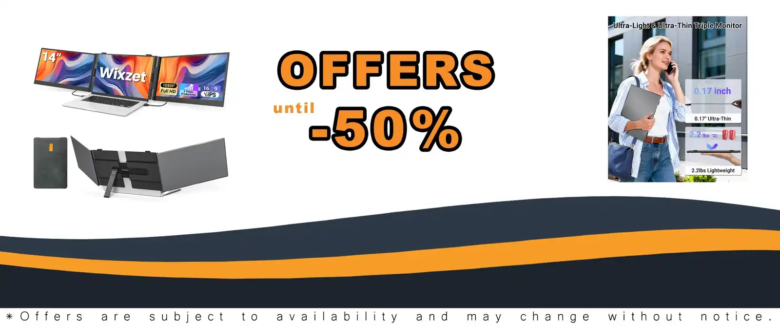 14-inch triple laptop screen extender FHD portable monitor