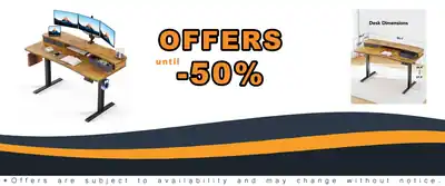 HUANUO 55x26 Electric Standing Desk with Drawers & Hooks