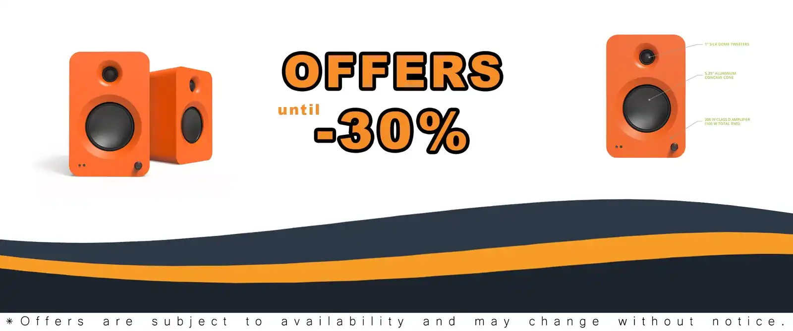 200W powered speaker system HDMI ARC USB-C Bluetooth 5.3 matte orange