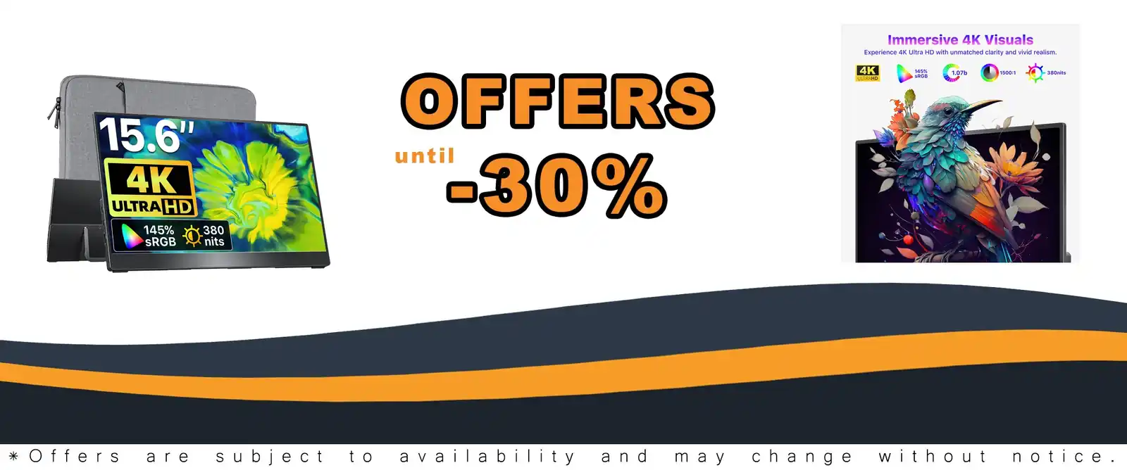 Portable monitor for laptop with IPS display and built-in speakers